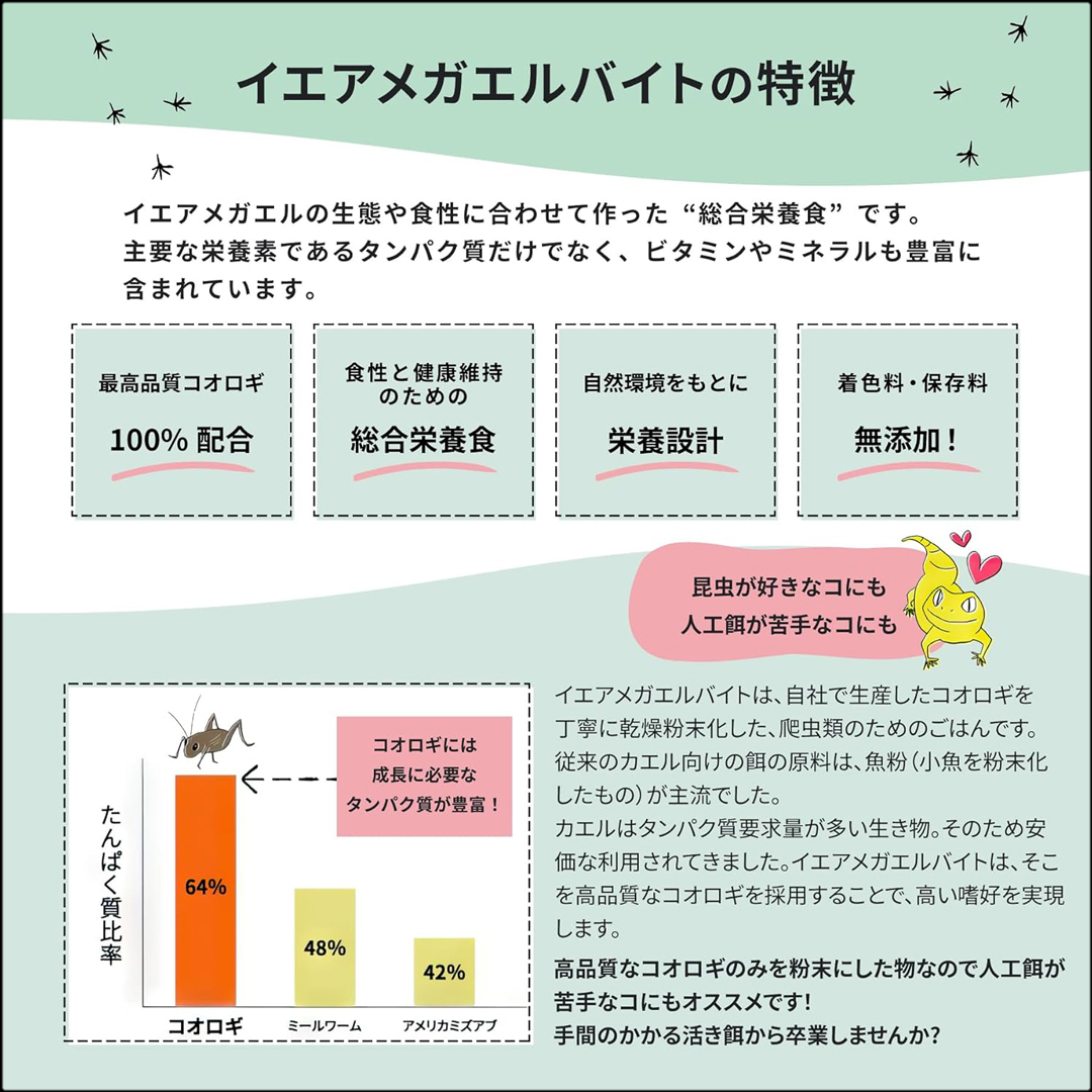 イエアメガエルバイト50g 特徴