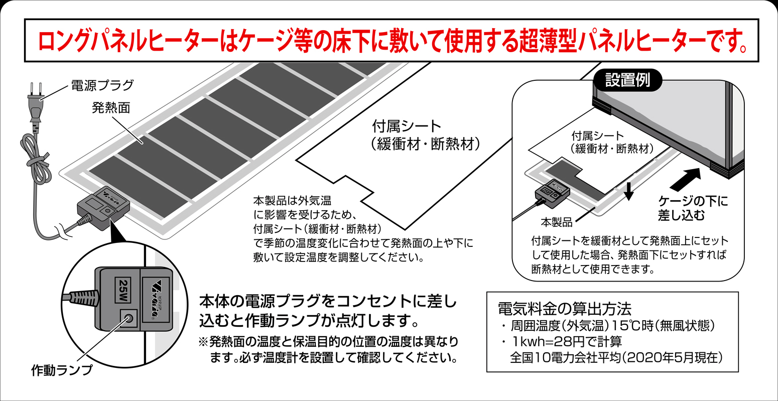 ロングパネルヒーター25W 使用方法